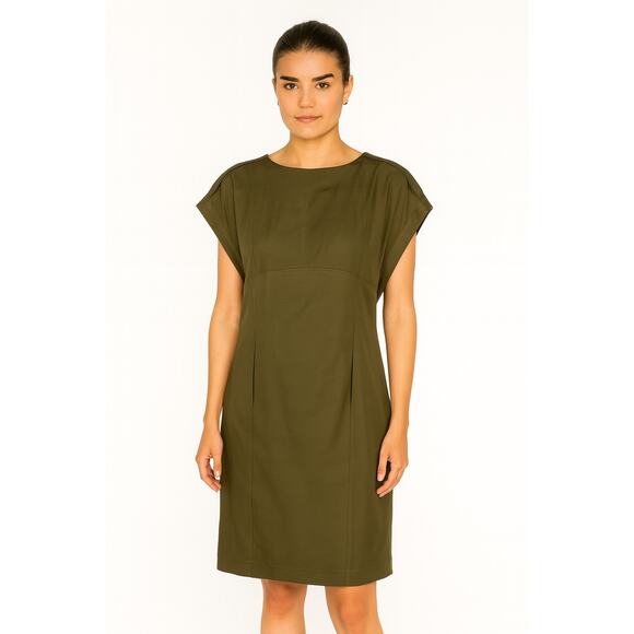 Hilton Hollis Short Sleeve Panel Pocket Dress in Dark Olive Green Size Small - Picture 1 of 7